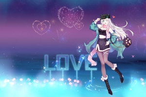 华硕天选姬情人节可爱黑色丝袜动漫少女4k壁纸