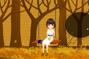 秋-静坐的少女