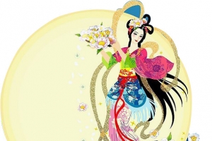 中秋节手绘月亮美女