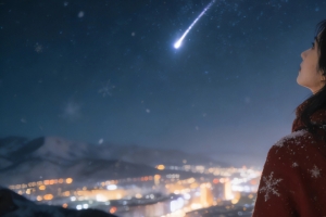 星空 一个女孩看流星 3440x1440带鱼屏壁纸