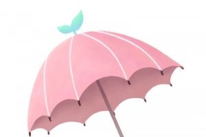 插画手绘清新风雨伞粉色