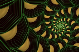 分形 螺旋 图案 抽象 绿色 黄色 4k壁纸 3840x2160