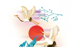 国潮仙鹤山树枝