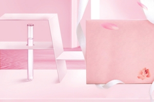 粉色简约化妆品展台banner