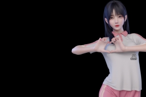 爱心手势 3d美女 麻匪3440x1440带鱼屏壁纸