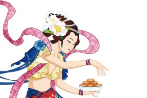 中秋节嫦娥月饼手绘画
