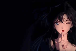 动漫美女小兰 暗黑色背景 3440x1440带鱼屏壁纸
