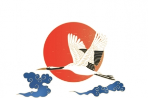 白鹤国潮波浪元素