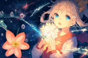 女孩 花束 鲜花 动漫 4k壁纸 3840x2160
