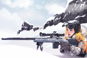 绝地求生 雪天女孩 狙击手 绘画 4k游戏壁纸