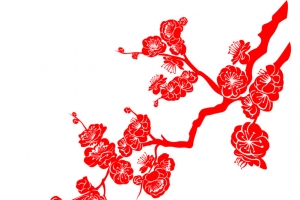 节日 剪纸 树枝 红色