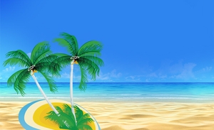 沙滩凉爽夏日蓝色banner背景图
