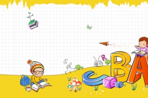 英语培训班卡通几何黄色banner
