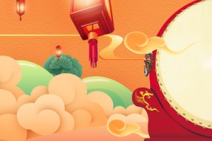 浅色激情庆典鼓灯笼banner背景