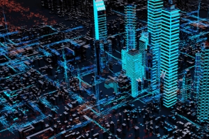 城市科技科幻绿色建筑海报背景