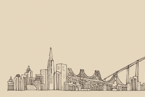世界著名建筑素描旅游海报背景