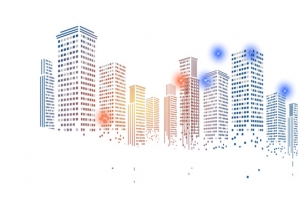 彩色格子高楼高清PNG透明免扣设计素材免费下载