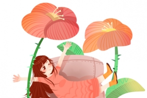 花朵女孩休息