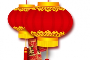 春节灯笼鞭炮psd图