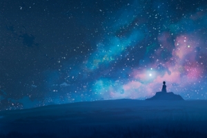 宇宙 星空 云 一个人 心愿 愿望 3440x1440动漫壁纸