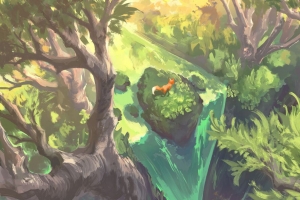 3840x2160 狐狸 动物 瀑布 艺术壁纸 背景