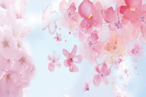 粉色樱花蓝天手绘彩绘背景素材
