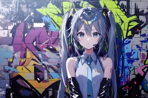 初音未来涂鸦墙4K壁纸