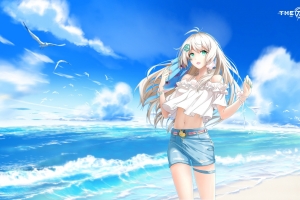 ASUS华硕天选姬夏日祭4k壁纸 海边沙滩动漫美女