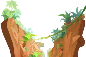 卡通岩石绿叶高清PNG透明背景手绘设计素材免费下载