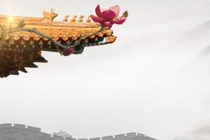 中式传统古建筑banner海报背景
