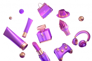 化妆品服饰3D立体高清PNG透明漂浮元素设计素材免费下载