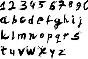 水墨毛笔字英文字母数字字体