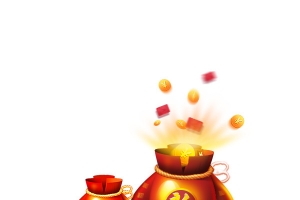 红色黄色喷出新年福袋