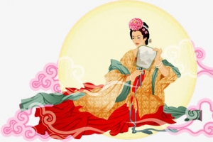 中国画月中仙女中秋
