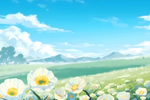 蓝天白云 花海 树 野外 3440x1440风景带鱼屏壁纸
