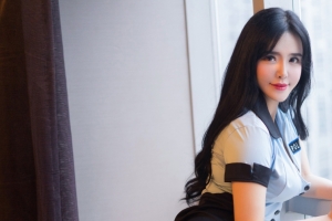 刘钰儿 警装美女3440x1440壁纸