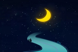 夜空中的孤独道路海报设计
