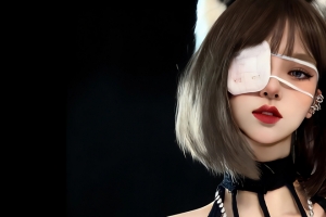 兽耳波波头暗黑风眼罩动漫美女 3440x1440 4K高清带鱼屏壁纸免费下载