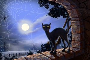 万圣节黑猫恐怖元素