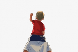 卡通感恩父亲节温馨主题插画