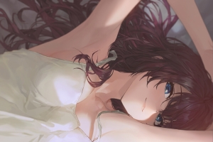 女孩 白色性感睡衣 4k动漫壁纸
