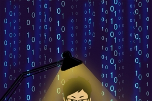 卡通扁平程序员编程背景图