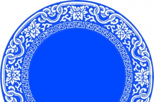 蓝色中国风圆形花纹开业