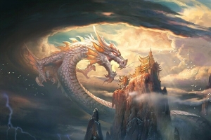 巨龙与云顶天宫插画
