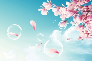 大自然桃花自然风景春季海报背景素材