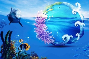 创意海洋世界水族馆宣传展板背景模板
