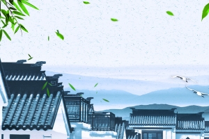 中国风徽派建筑海报背景素材