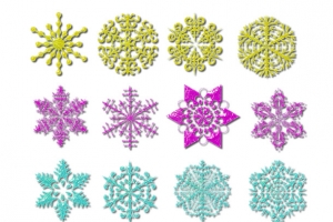 彩色冰花雪花素材