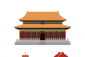 北京故宫天坛插画