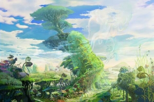 唯美森林天空动漫插画